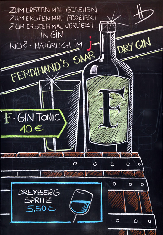 Kreidezeichnung Kapulet & Montague's Ferdinands Gin